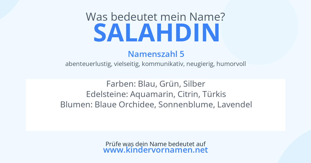 Was bedeutet der Name Salahdin?
