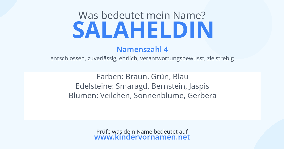 Was bedeutet der Name Salaheldin?