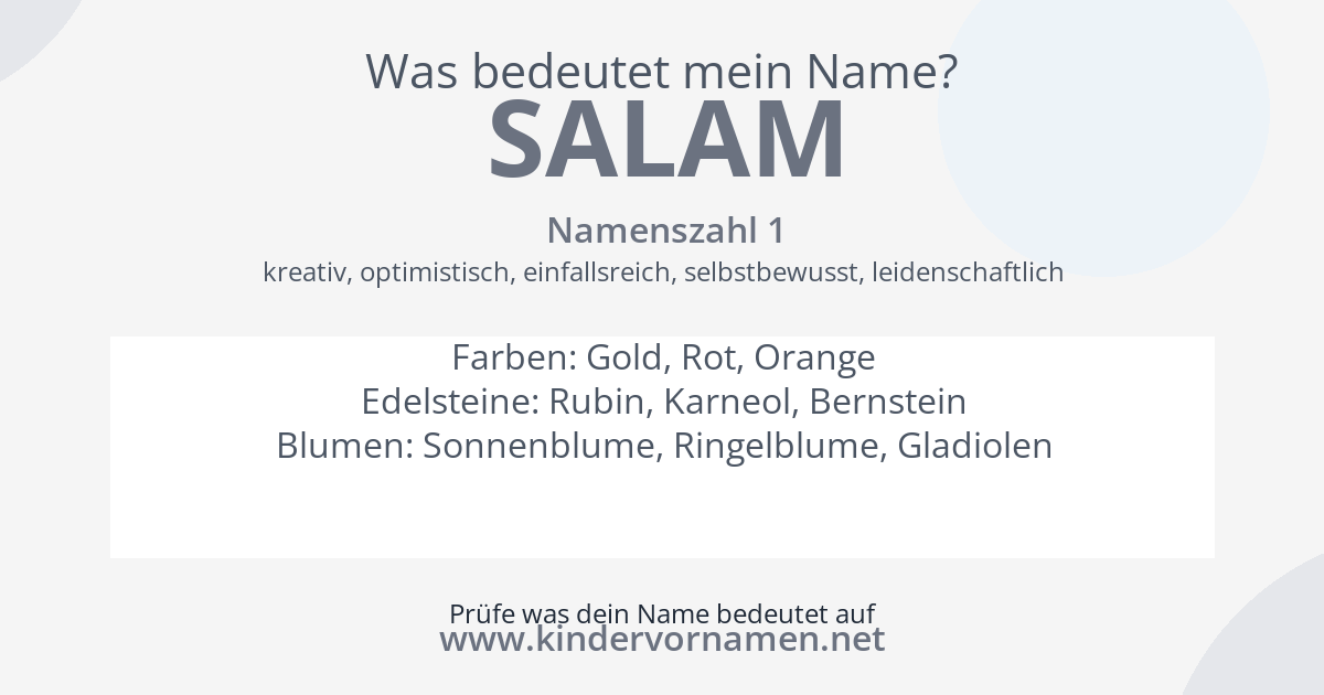 Was bedeutet der Name Salam?