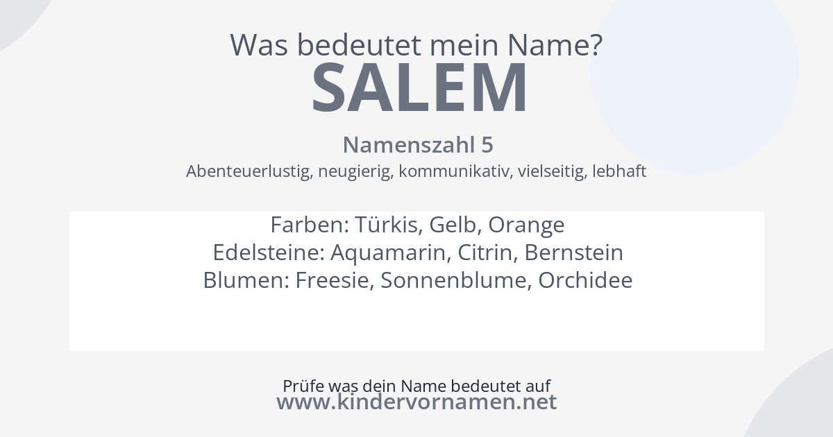 Was bedeutet der Name Salem?