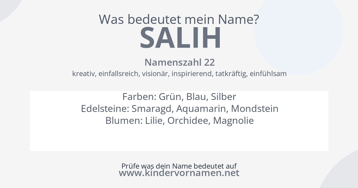 Was bedeutet der Name Salih?