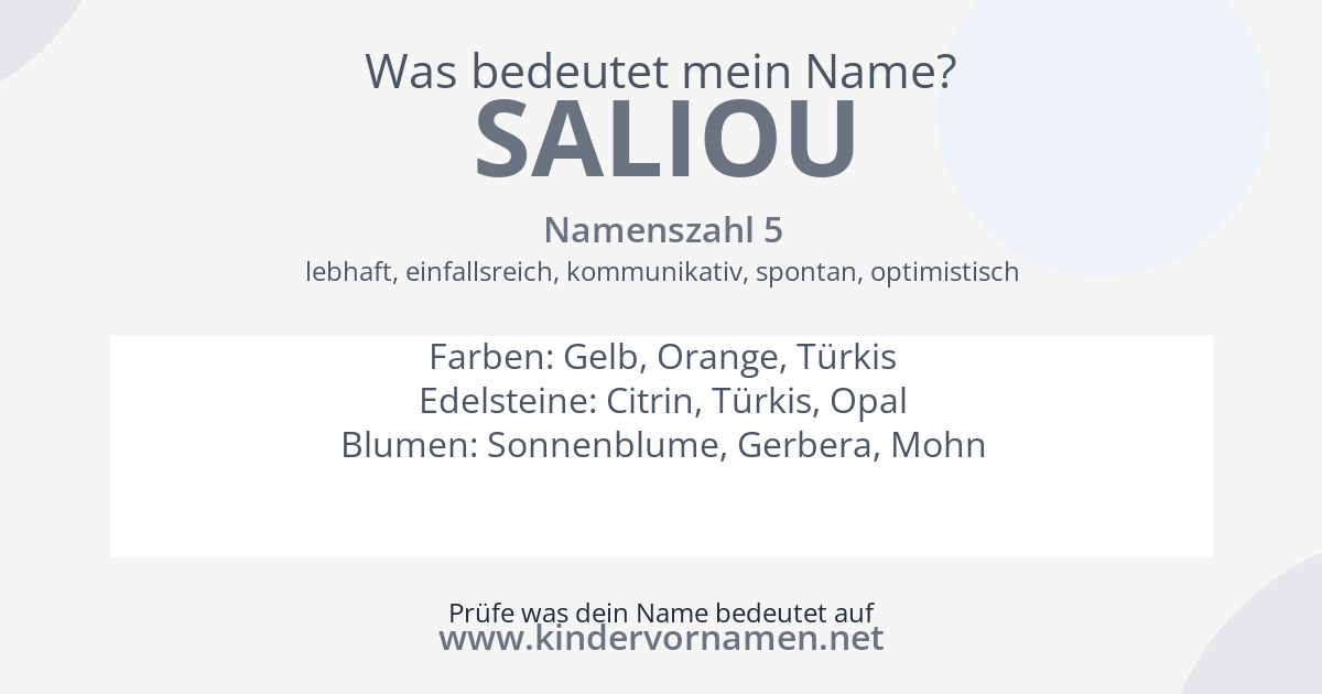 Was bedeutet der Name Saliou?