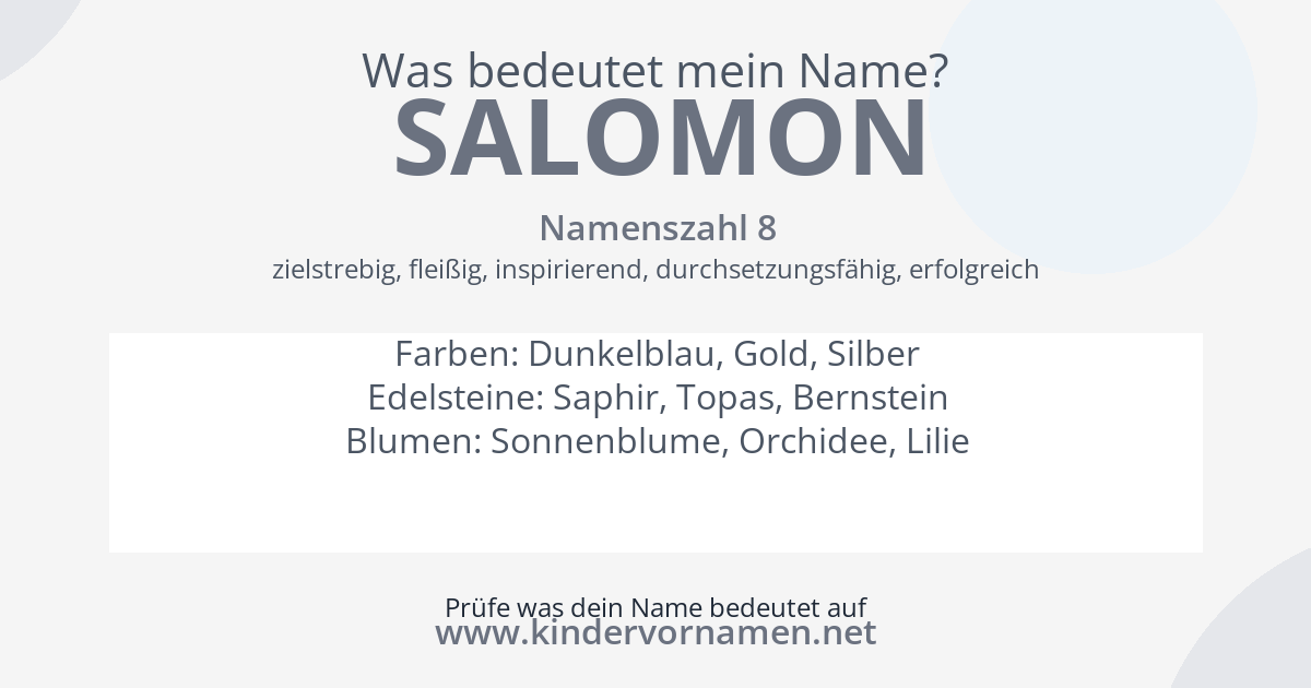 Was bedeutet der Name Salomon?