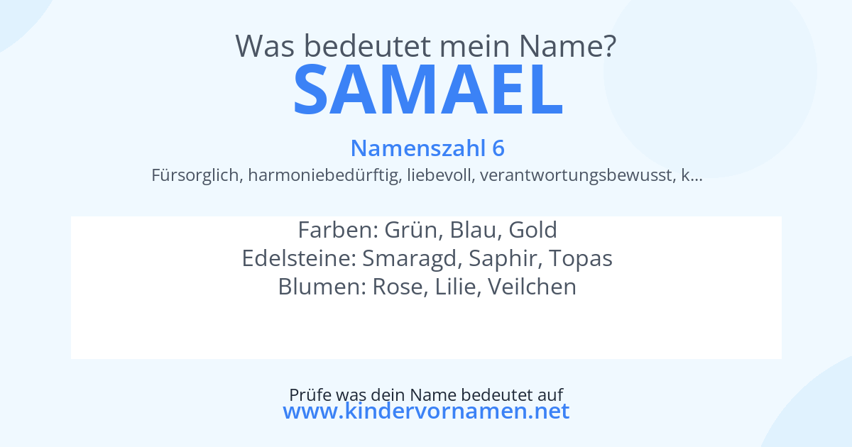 Was bedeutet der Name Samael?