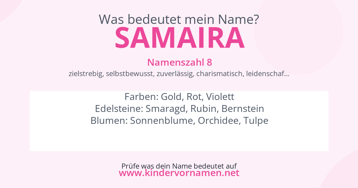 Was bedeutet der Name Samaira?