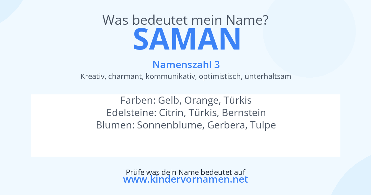 Was bedeutet der Name Saman?