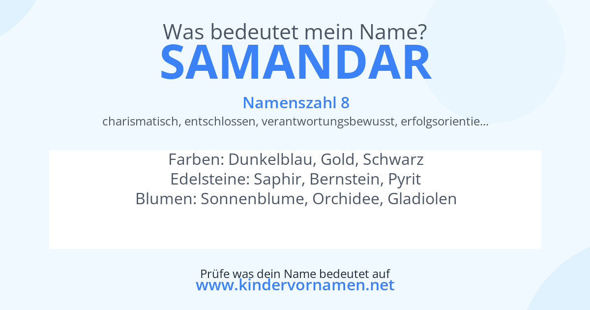 Was bedeutet der Name Samandar?