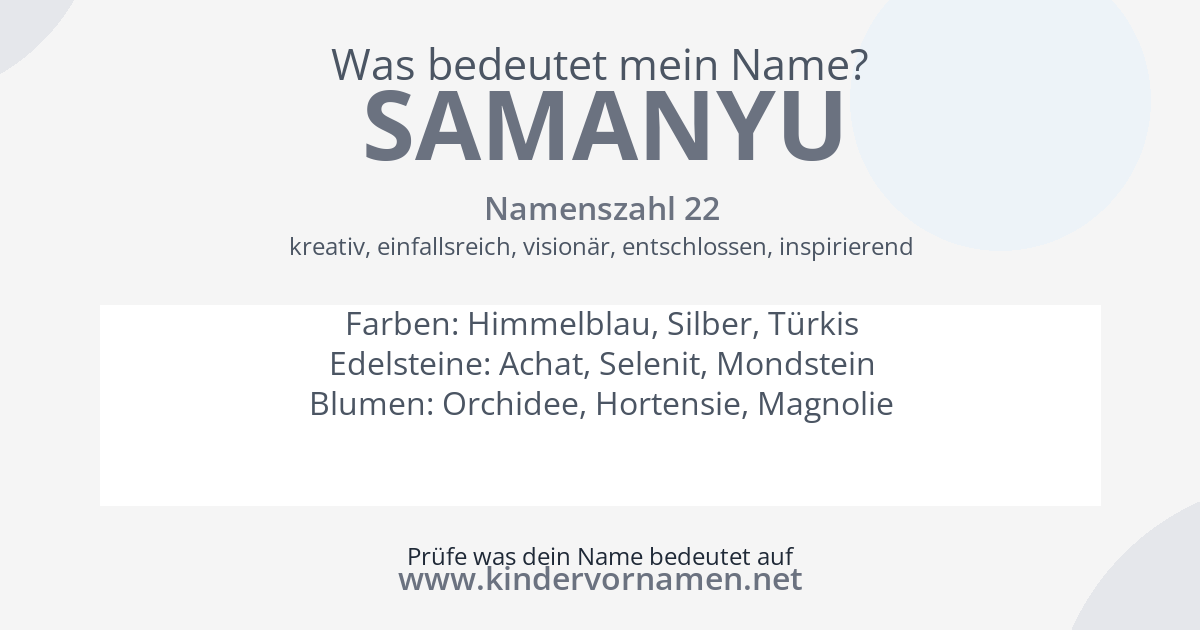 Was bedeutet der Name Samanyu?