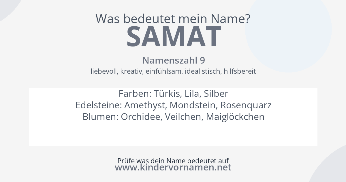 Was bedeutet der Name Samat?