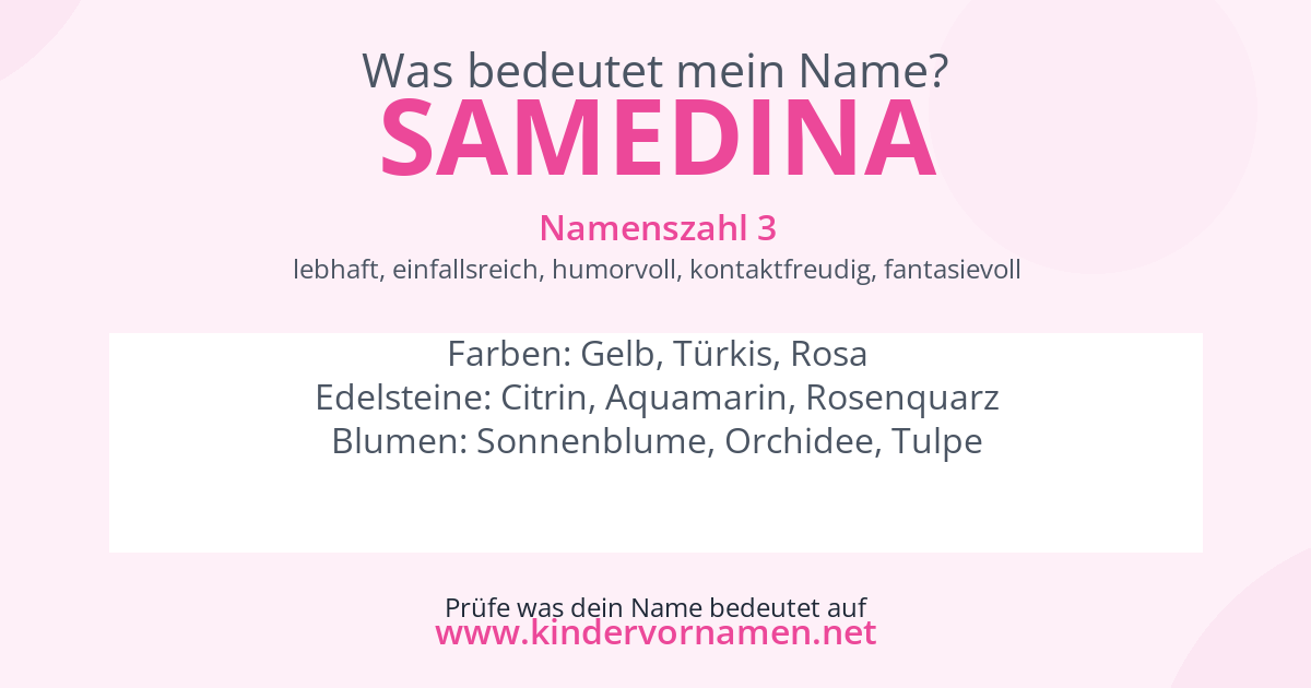 Was bedeutet der Name Samedina?