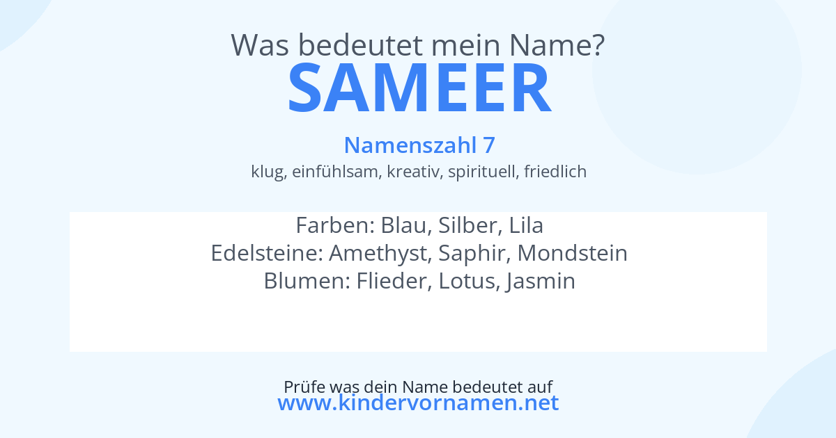 Was bedeutet der Name Sameer?