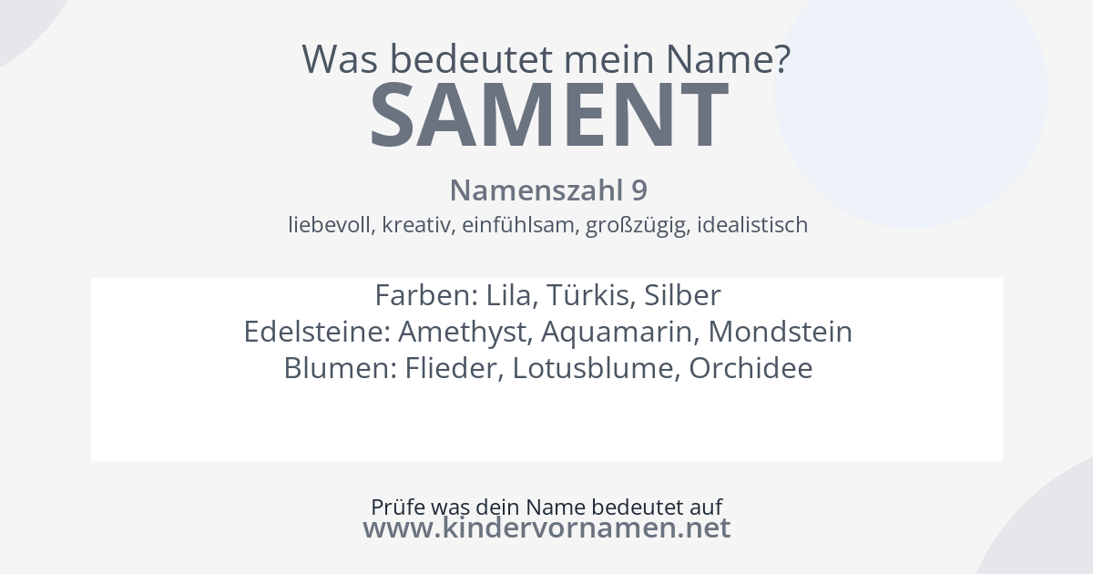 Was bedeutet der Name Sament?
