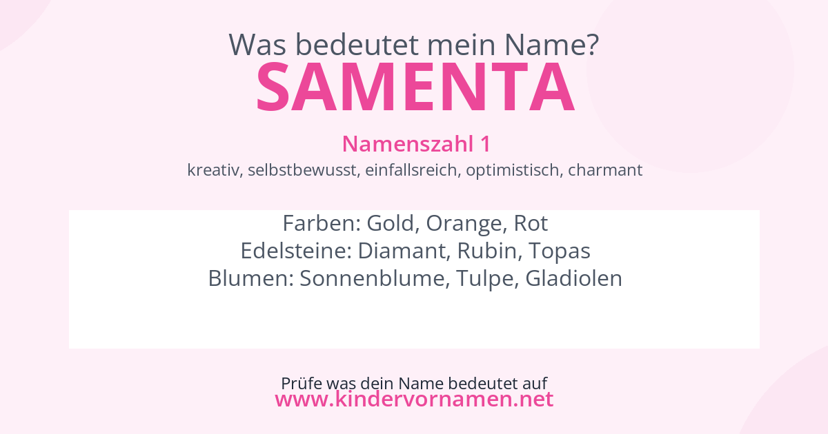 Was bedeutet der Name Samenta?