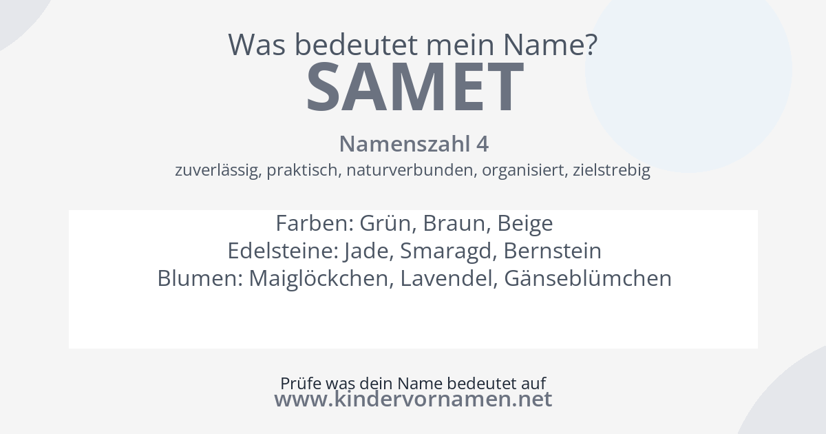 Was bedeutet der Name Samet?