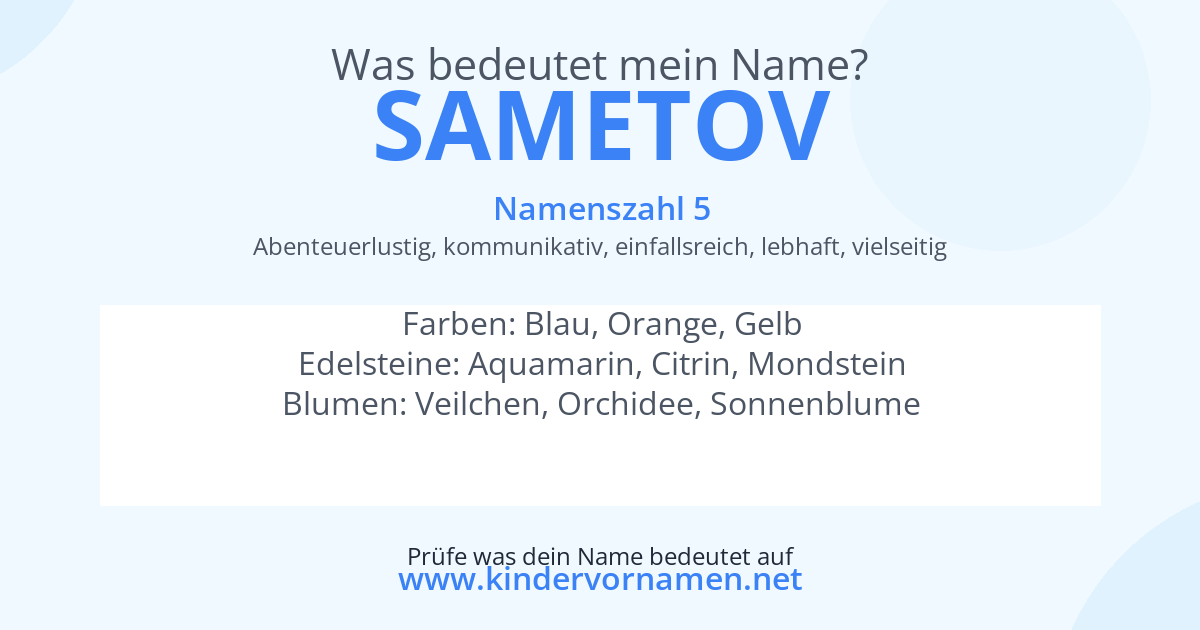 Was bedeutet der Name Sametov?