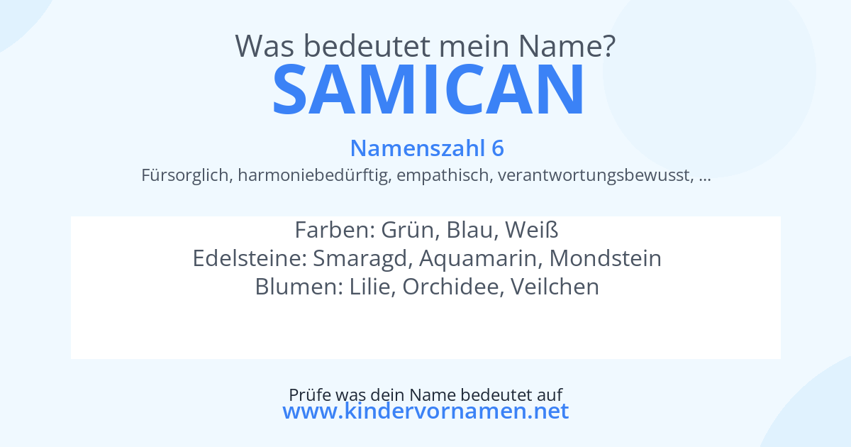 Was bedeutet der Name Samican?