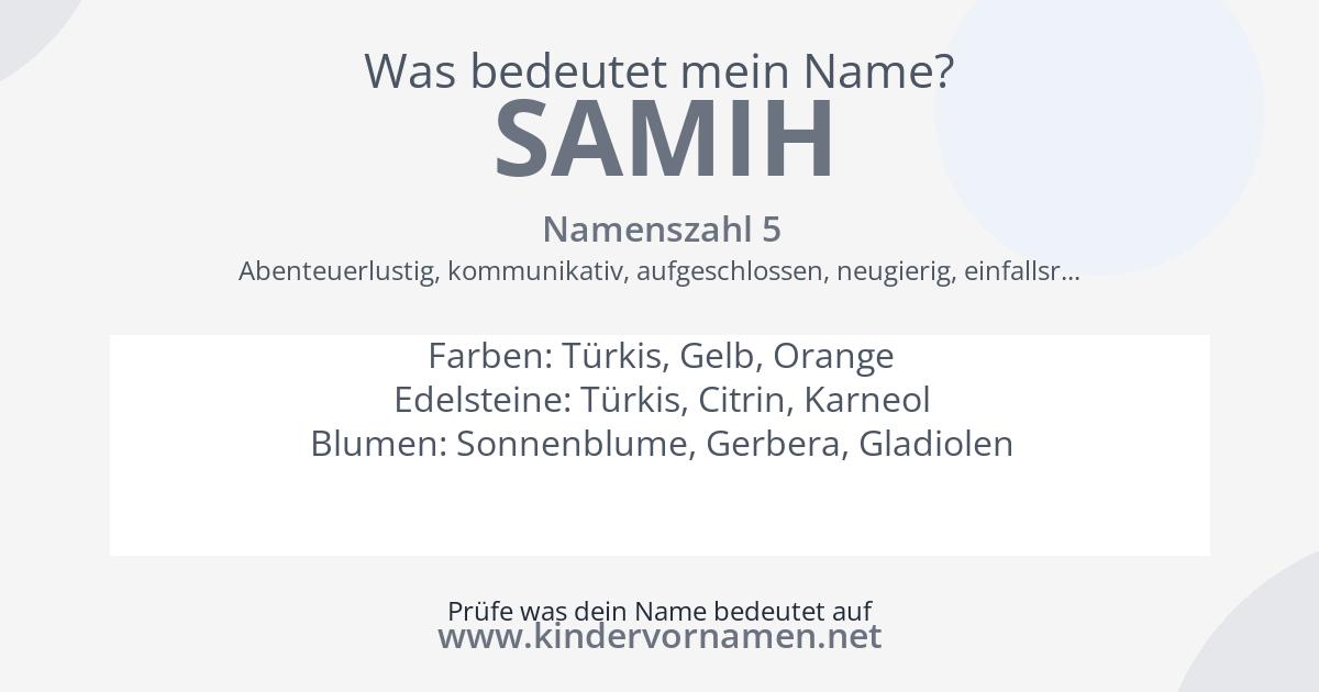Was bedeutet der Name Samih?