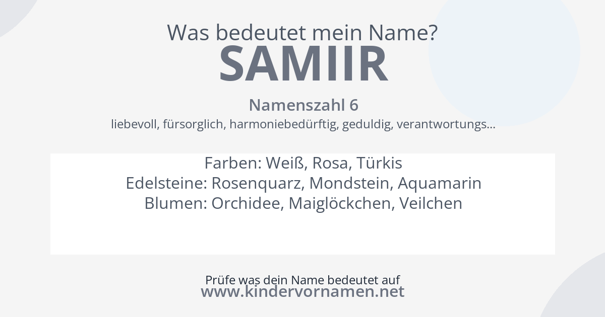 Was bedeutet der Name Samiir?