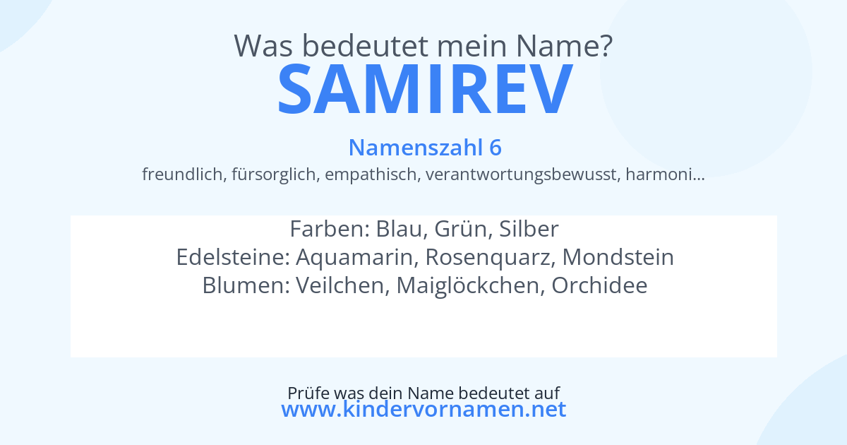 Was bedeutet der Name Samirev?