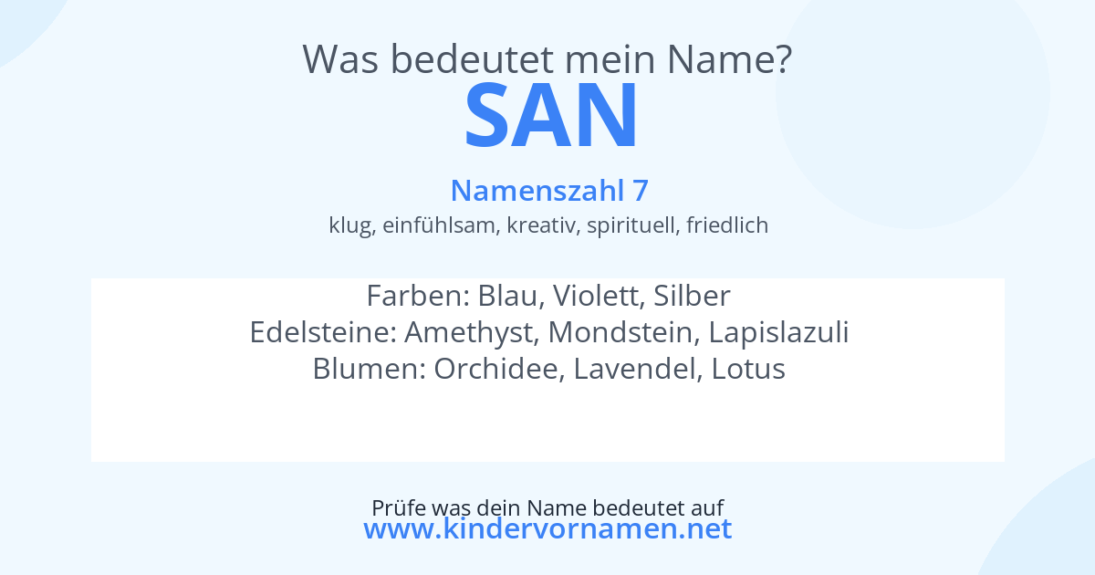 Was bedeutet der Name San?