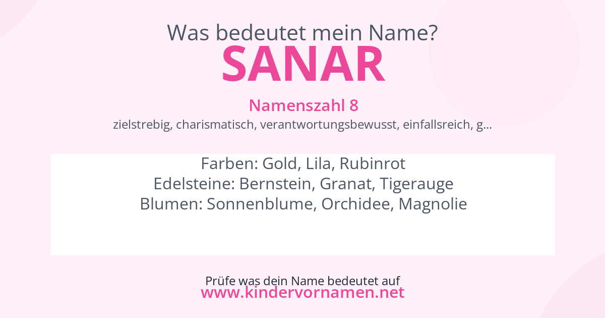 Was bedeutet der Name Sanar?