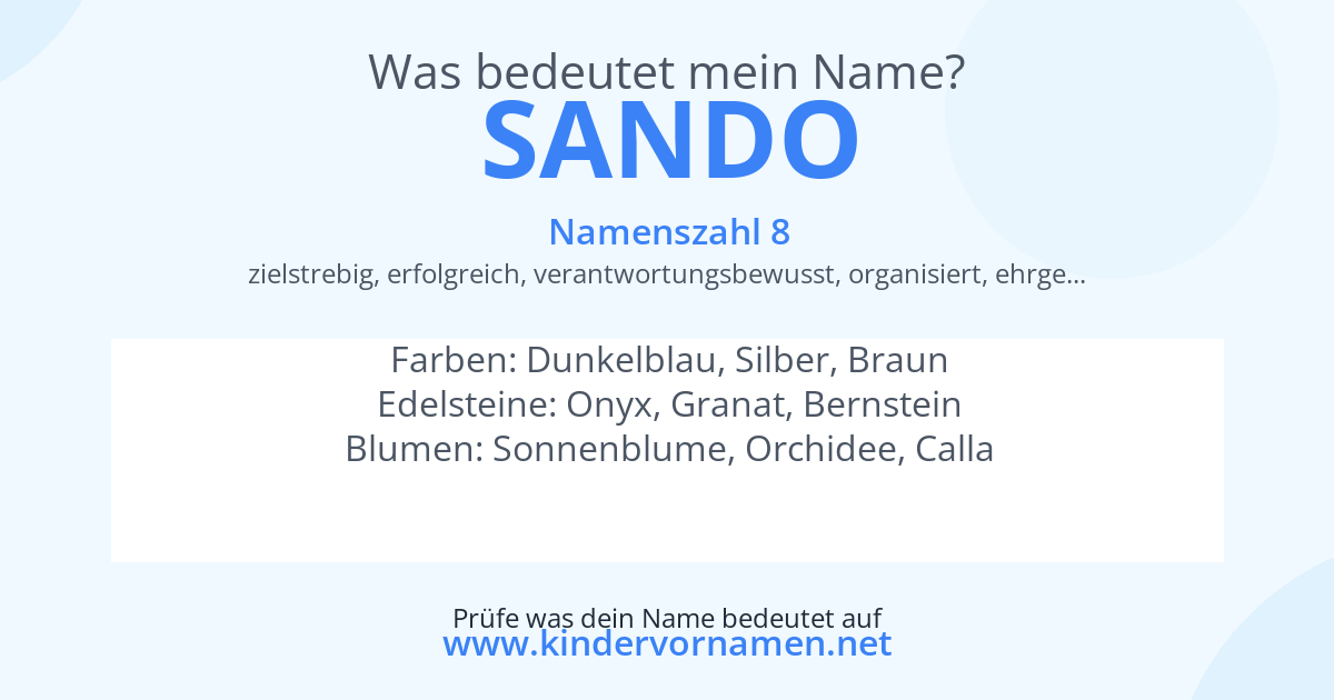 Was bedeutet der Name Sando?