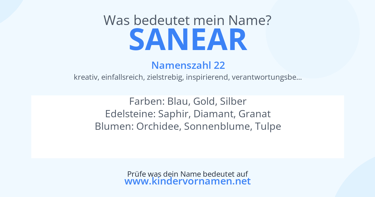 Was bedeutet der Name Sanear?