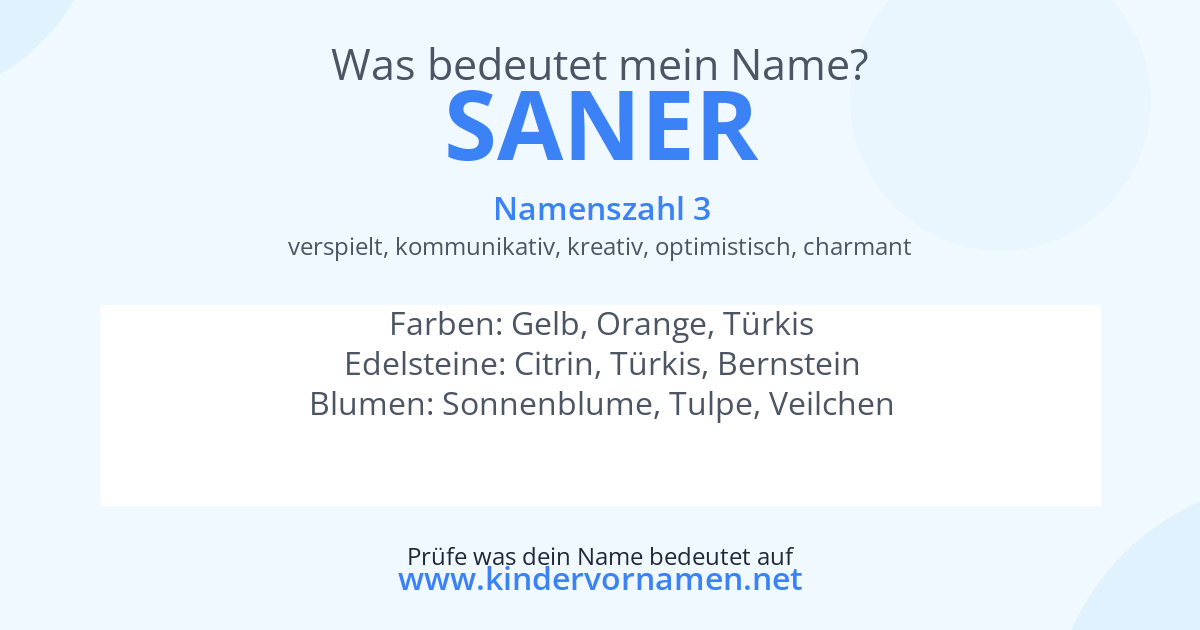 Was bedeutet der Name Saner?