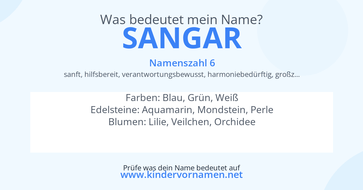 Was bedeutet der Name Sangar?