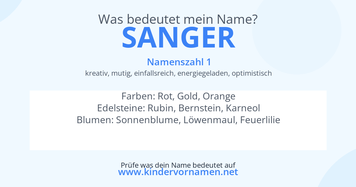 Was bedeutet der Name Sanger?