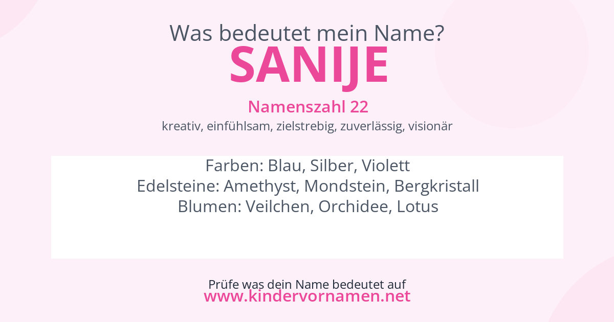 Was bedeutet der Name Sanije?