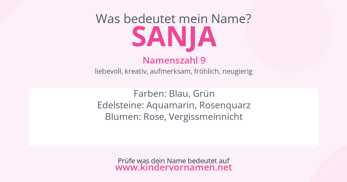 Was bedeutet der Name Sanja?