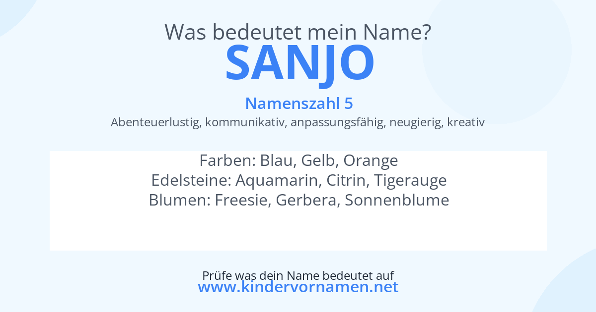 Was bedeutet der Name Sanjo?