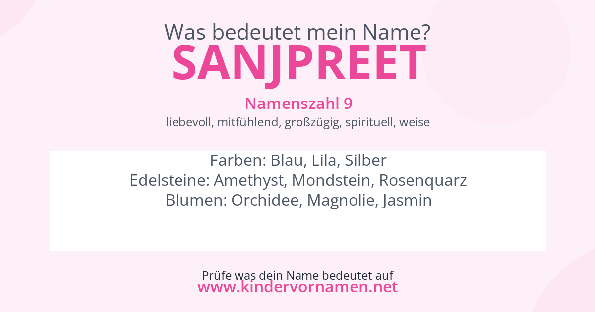 Was bedeutet der Name Sanjpreet?