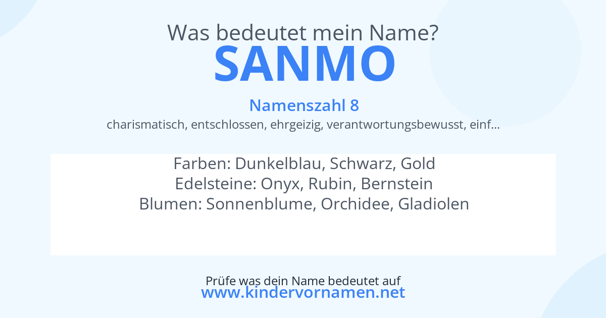 Was bedeutet der Name Sanmo?