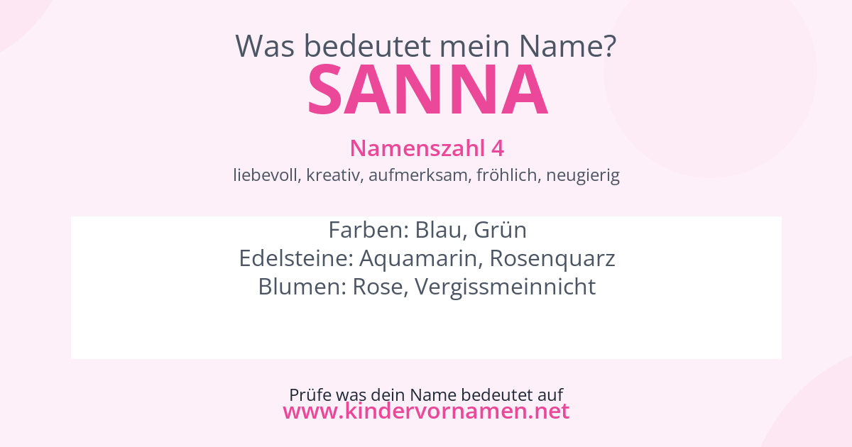 Was bedeutet der Name Sanna?