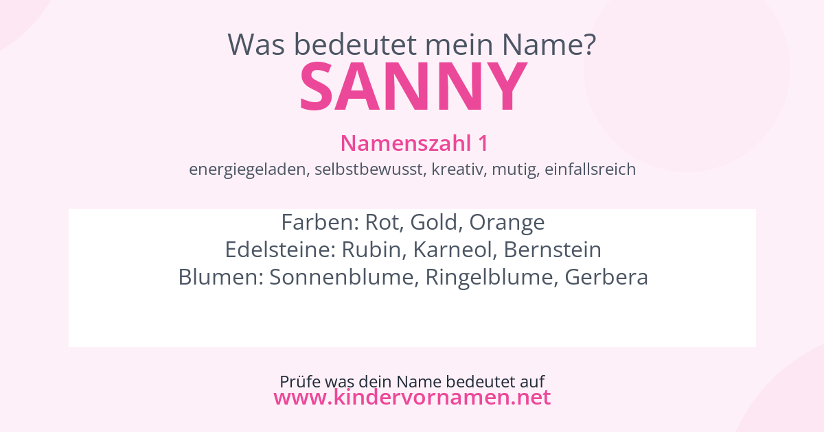 Was bedeutet der Name Sanny?