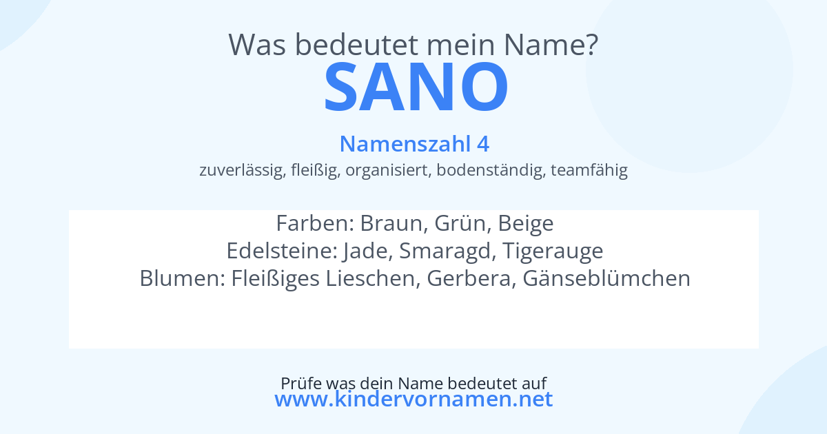 Was bedeutet der Name Sano?