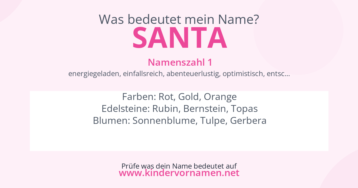 Was bedeutet der Name Santa?
