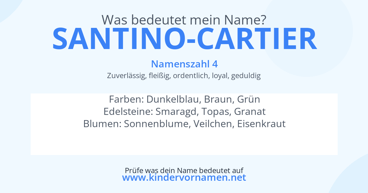 Was bedeutet der Name Santino-Cartier?