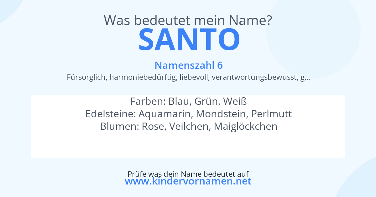 Was bedeutet der Name Santo?