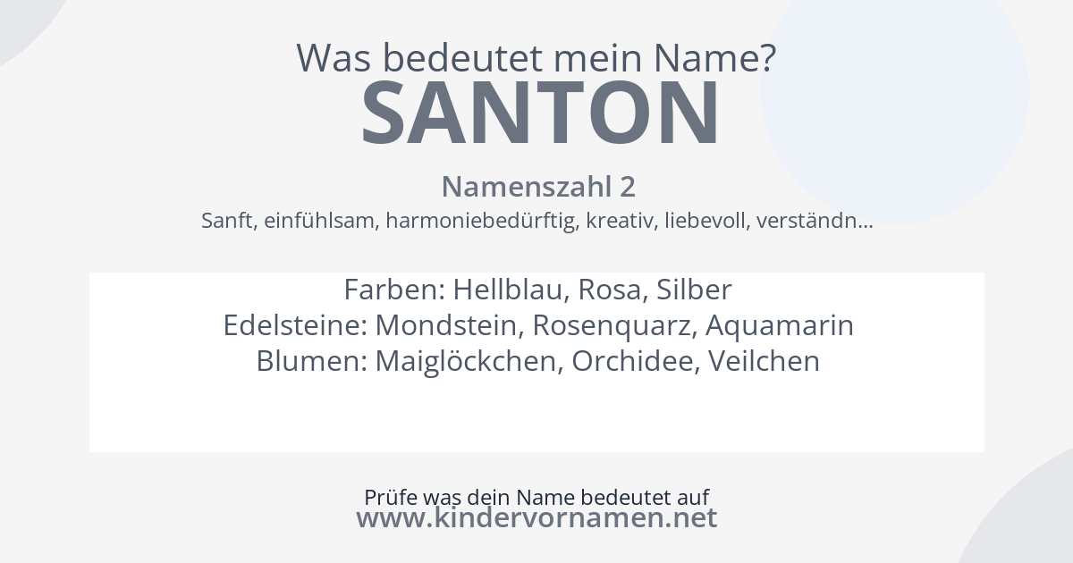Was bedeutet der Name Santon?