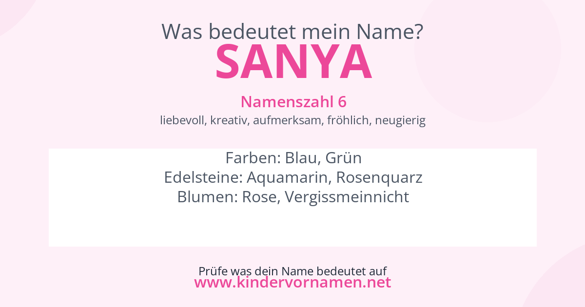 Was bedeutet der Name Sanya?