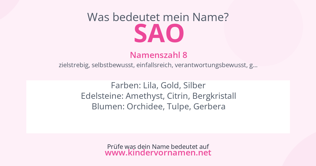 Was bedeutet der Name Sao?