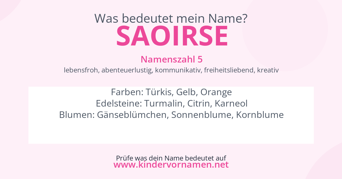 Was bedeutet der Name Saoirse?