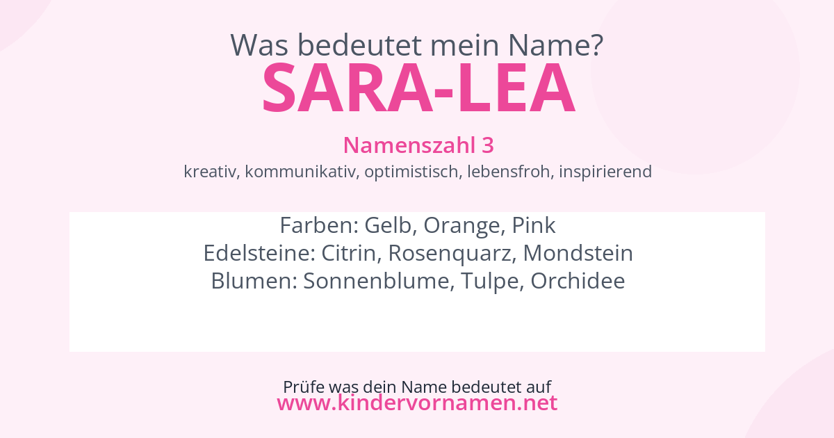 Was bedeutet der Name Sara-Lea?