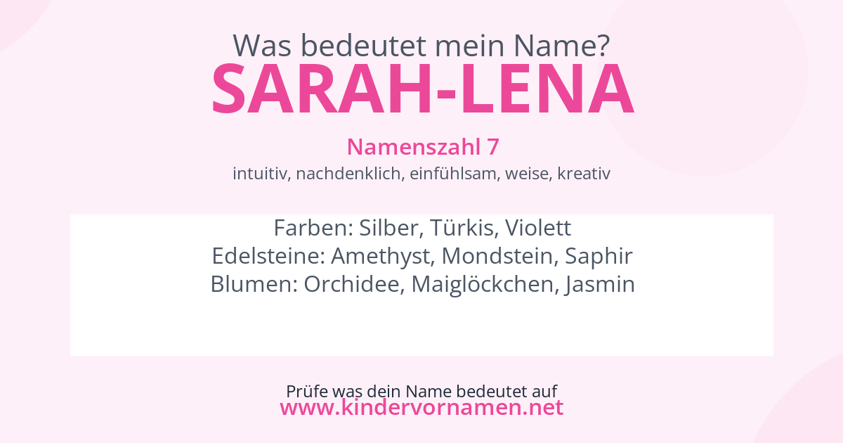 Was bedeutet der Name Sarah-Lena?