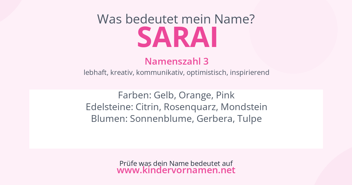 Was bedeutet der Name Sarai?