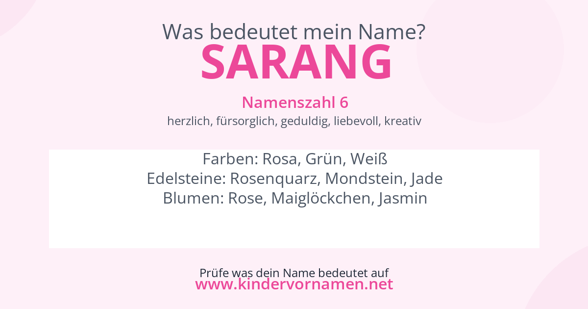 Was bedeutet der Name Sarang?