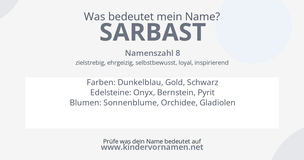 Was bedeutet der Name Sarbast?